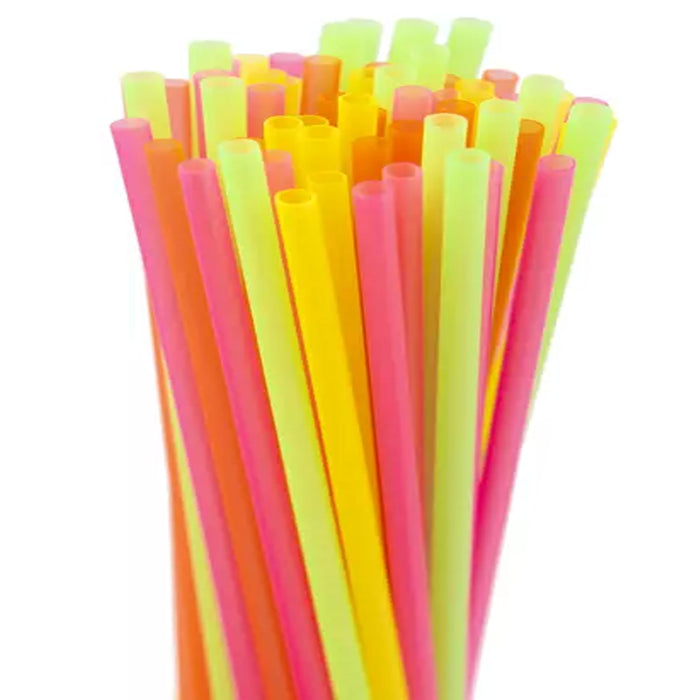 100 Neon Drinking Straws Party Milkshake Smoothie Plastic Colors Home Bar Drink
