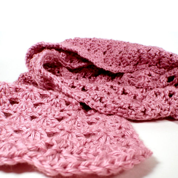 1 Beginner Easy Yarn Crochet Knitted Scarf Kit Dusty Rose Knit Handmade Kid Gift