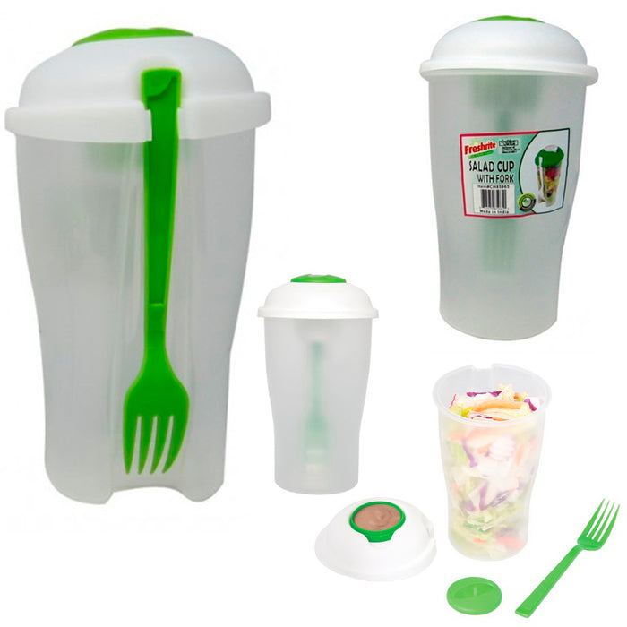 Fresh Salad Cup to Go Container Serving Shaker Dressing Storage Fork Lid Lunch