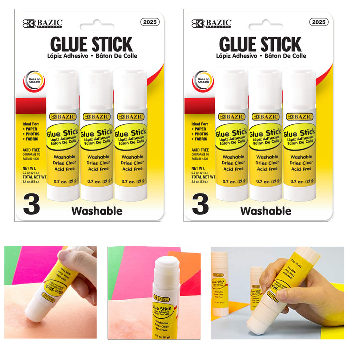 6 Pc Glue Sticks Adhesive Applicator Washable School Craft Supplies Non Toxic