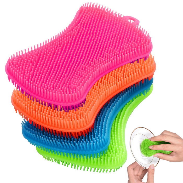 2 Silicone Dish Sponges Kitchen Utensils Brush Accessories Double Sided Scrubber
