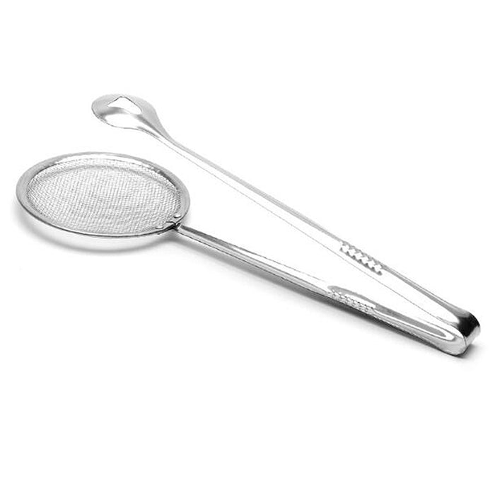 1 Pc Frying Tongs Stainless Steel Fine Mesh Strainer Colander Sifter Kitchen