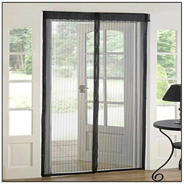 Black Magnetic Mesh Door Panel Set Screen Instant Keep Out Bug Mosquito Flies
