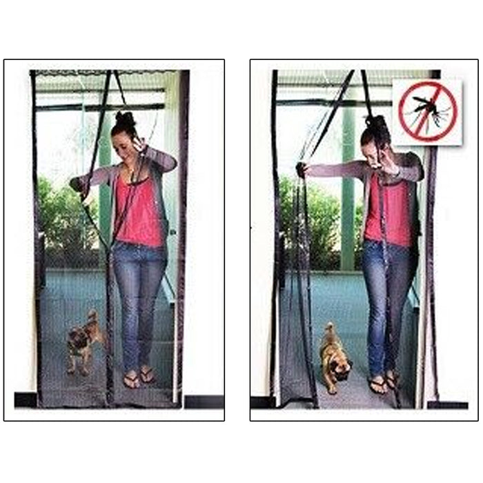 Black Magnetic Mesh Door Panel Set Screen Instant Keep Out Bug Mosquito Flies