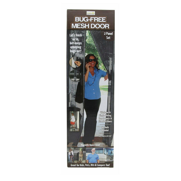 Black Magnetic Mesh Door Panel Set Screen Instant Keep Out Bug Mosquito Flies