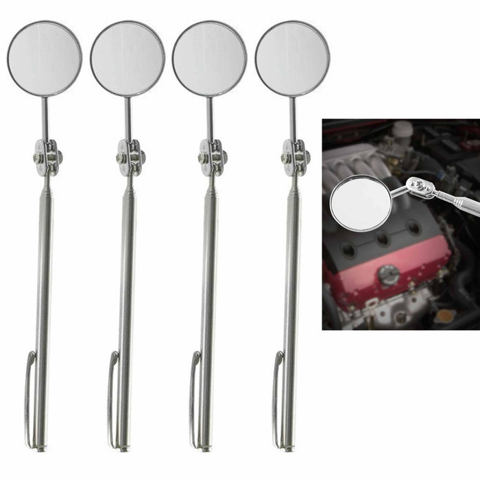 4 Pc Inspection Mirror Extendable Telescopic Swivel Mechanic Angle Pen Tool 18"