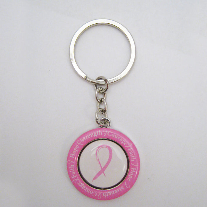 Breast Cancer Awareness Keychain Pink Ribbon Find The Cure Women Survivor New !