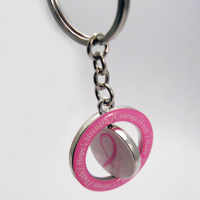 Breast Cancer Awareness Keychain Pink Ribbon Find The Cure Women Survivor New !