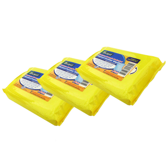3 Pack Medicated Hemorrhoids Wipes Flushable Relief Maximum Strength 144 Count