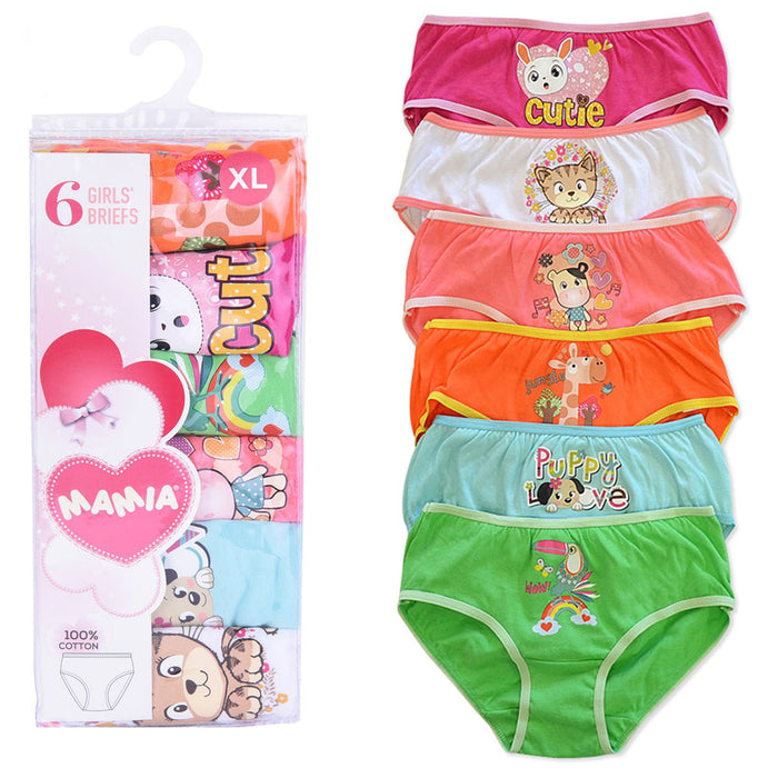 6 Pack Kids Girls Underpants Soft Cotton Panties Child Underwear Short Briefs XL