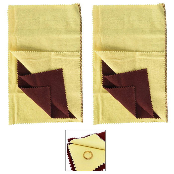 2 Pc Jewelry Cleaning Polishing Cloth Silver Gold Brass Shine Double Layer 12X12