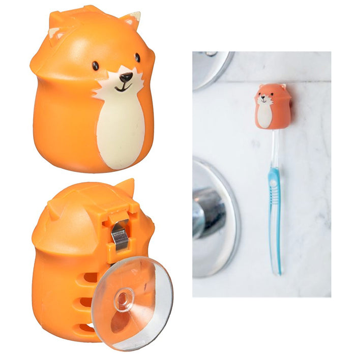 1 Kikkerland Fox Toothbrush Cover Holder Case Toiletry Cute Kid Bathroom Suction