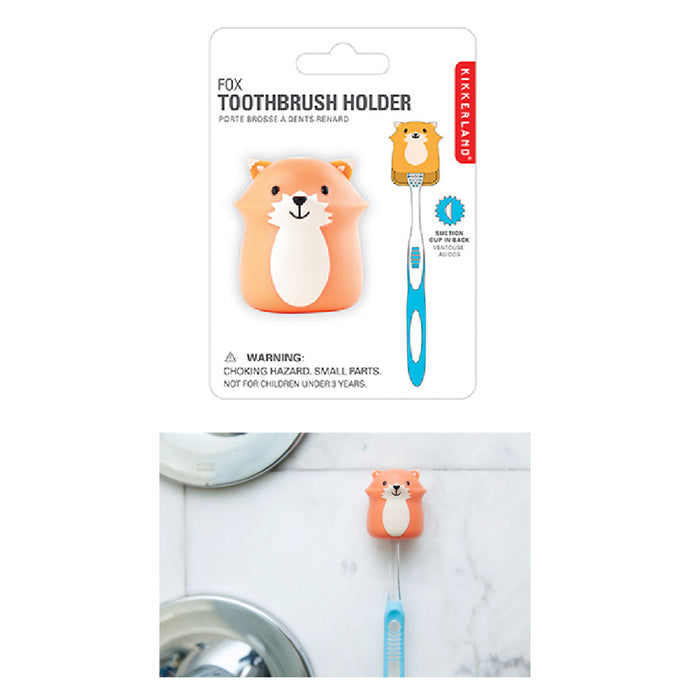 1 Kikkerland Fox Toothbrush Cover Holder Case Toiletry Cute Kid Bathroom Suction