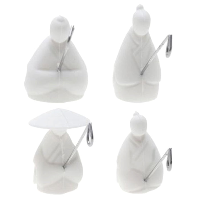 4 Pc Silicone Tea Bag Holder Kikkerland Set Fishermen Hooks Cup Mug Clips Gift