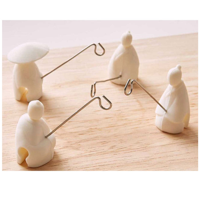 4 Pc Silicone Tea Bag Holder Kikkerland Set Fishermen Hooks Cup Mug Clips Gift
