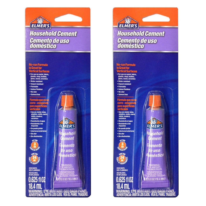 2 Pc Elmer's Household Cement Glue General Purpose Adhesive Tube Craft 0.625 oz