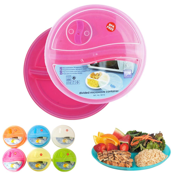 1 Portion Control Lunch Plate Cook Meal BPA Free Dishwasher Microwave Safe Travel