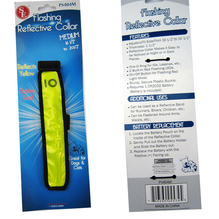 Dog Collar LED Flashing Reflective Safety Light Bright Night Glowing Cat Safety