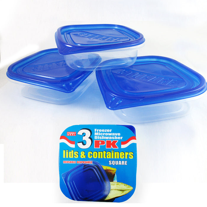 3 Food Container Freezer Microwave Dishwasher Safe Lids Plastic Lunch BPA FREE