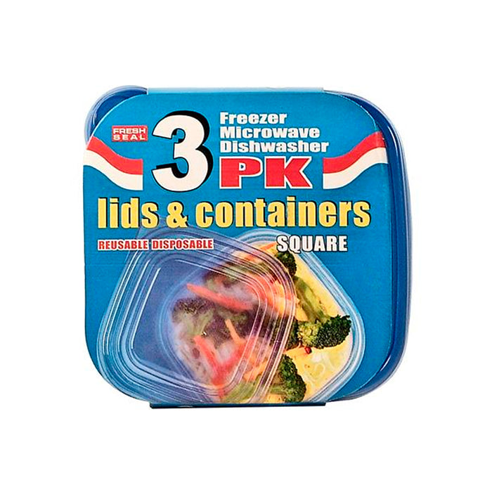 3 Food Container Freezer Microwave Dishwasher Safe Lids Plastic Lunch BPA FREE