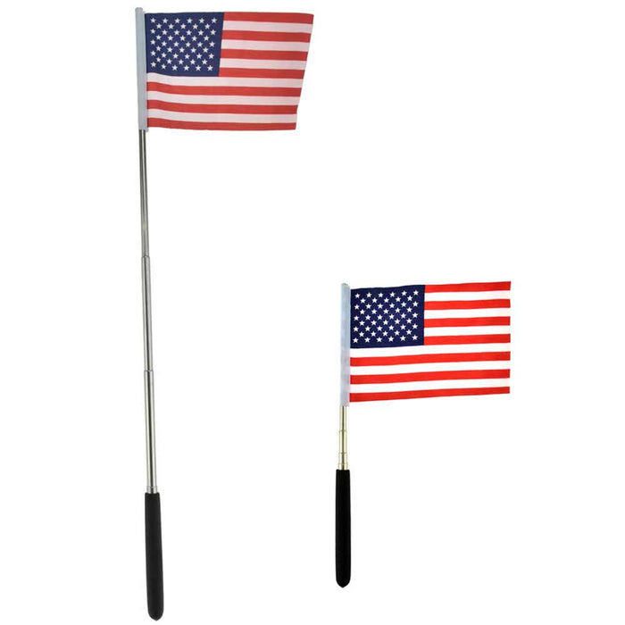 American Flag Mini Telescopic Extendable 20" Metal Stick Pole Souvenir Handheld