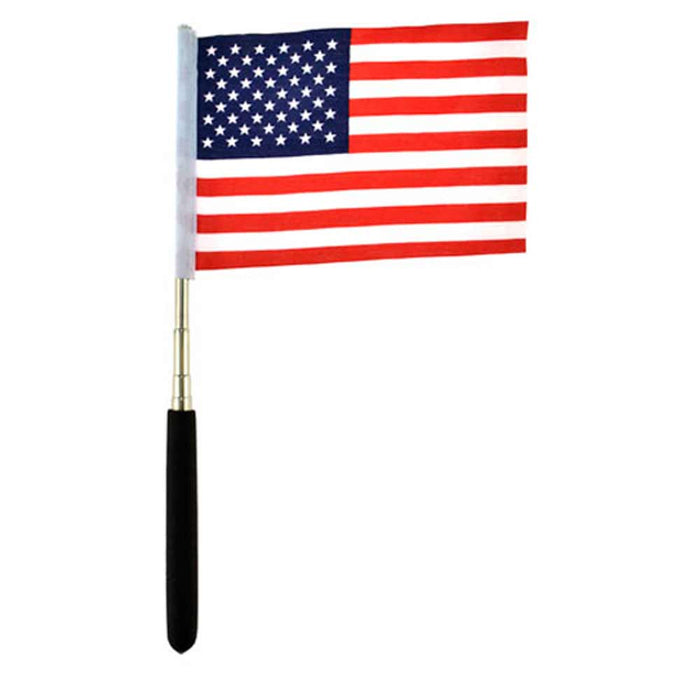 2 Pc Patriotic American Flags Telescopic Extendable 20" Metal Pole Handheld July