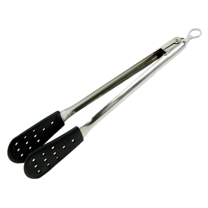 Tong 12" Stainless Steel Cooking Locking BBQ Grill Salad Kitchen Tool Silicone