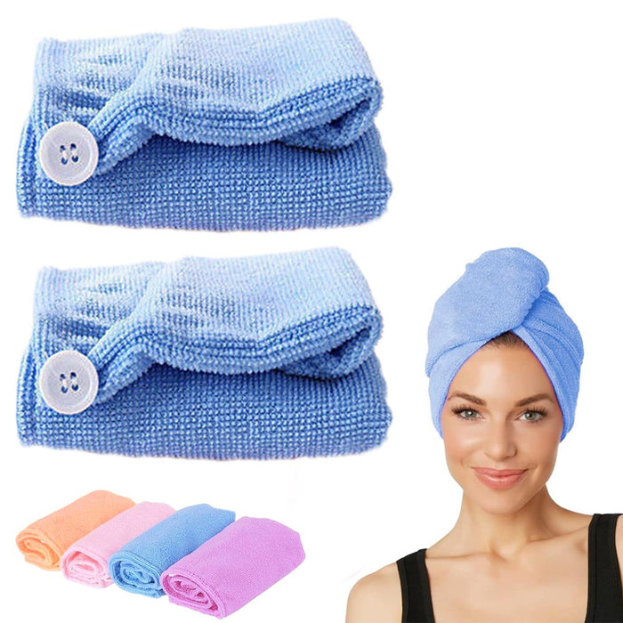 2 Twist Microfiber Hair Head Wraps Magic Fast Dry Towel Drying Bath Hat Spa Soft
