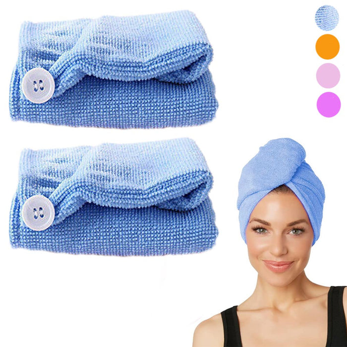2 Twist Microfiber Hair Head Wraps Magic Fast Dry Towel Drying Bath Hat Spa Soft