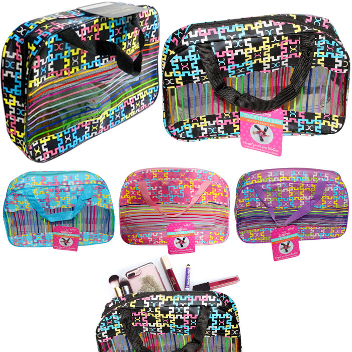 2 Pc Travel Makeup Cosmetic Bag Case Toiletry Beauty Organizer Zipper Holder New