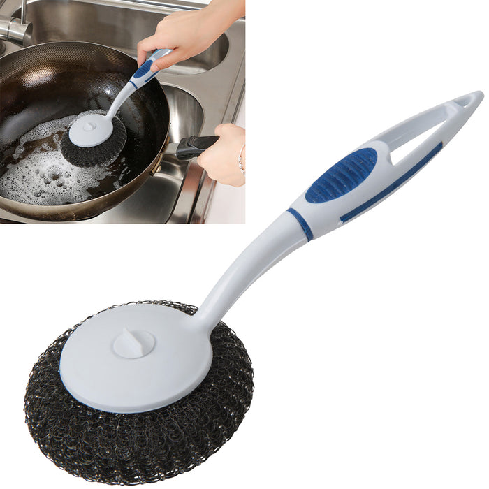 4 PC Stainless Steel Pan Brush Skillet Cleaner Wire Metal Sponge Pot Scrubber