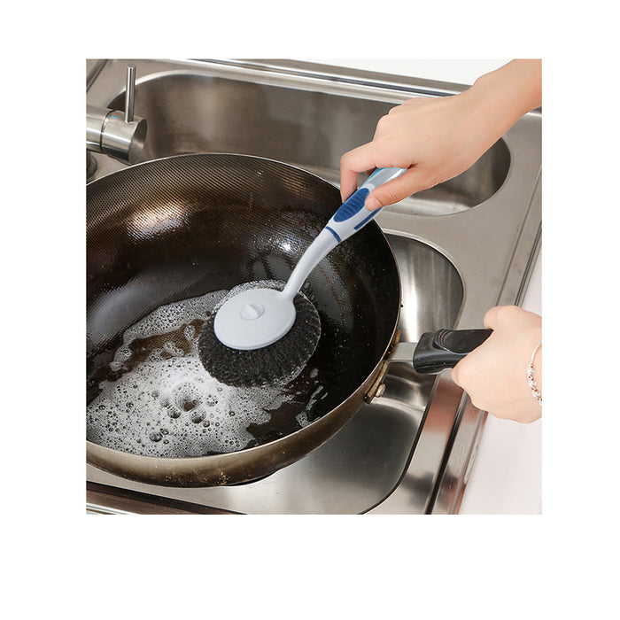 1 Stainless Steel Pan Brush Wire Metal Sponge Scrubber Cleaner Scourer Pots Dish