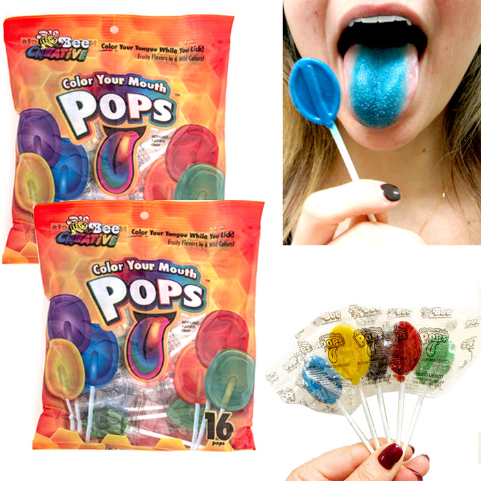 32 Pc Lollipops Colorful Tongue Pops Sucker Stick Candy Lollypops Party Favors