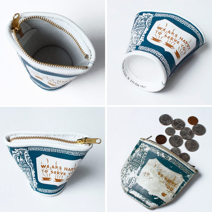 Kikkerland Lucky Beggar Wallet New York Coffee Cup Faux Leather Coin Card Purse