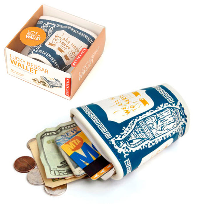 Kikkerland Lucky Beggar Wallet New York Coffee Cup Faux Leather Coin Card Purse