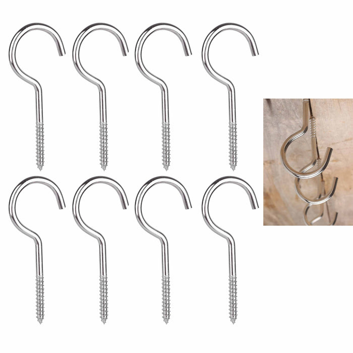 8 Large Screw Eye Utility Hooks 3-1/2" Steel Ceiling Hanging Plants Frames Gates