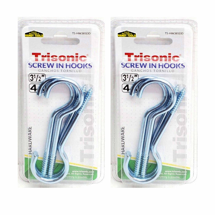 8 Large Screw Eye Utility Hooks 3-1/2" Steel Ceiling Hanging Plants Frames Gates