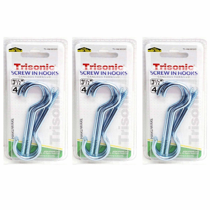 12 Pc Heavy Duty Large Screw Eye Utility Hooks 3-1/2" Steel Ceiling Wall Hanging