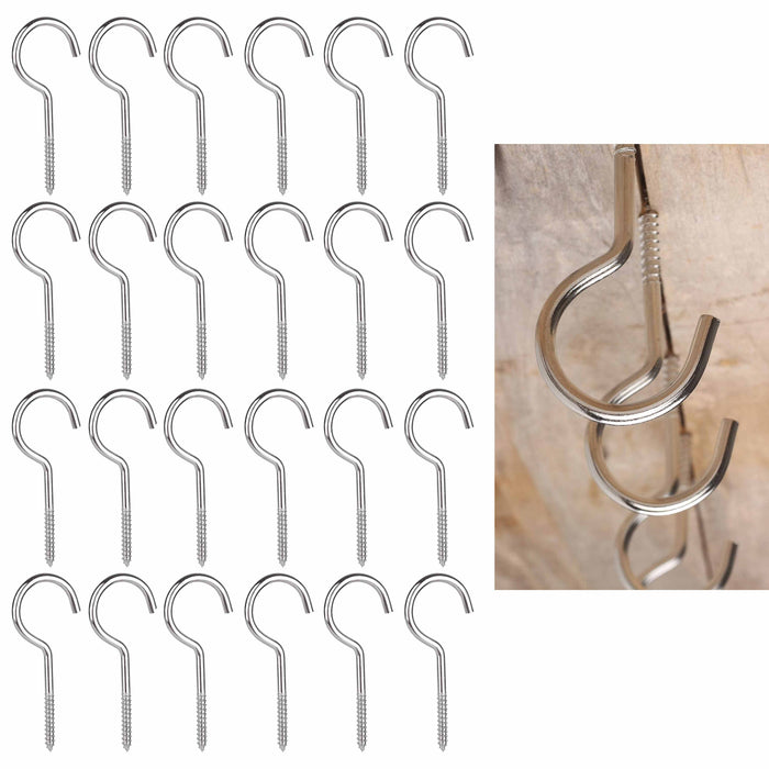 24 Pc Large Steel Hooks Screw Eye Utility Ceiling Wall Hanging Heavy Duty 3-1/2"