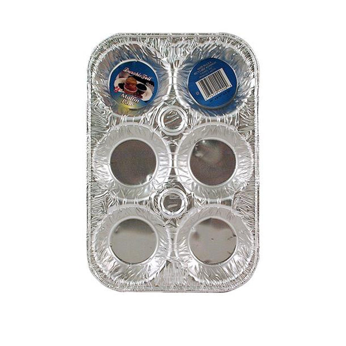 6-Cup Aluminum Foil Muffin Cupcake Pan 100/PK Disposable Containers Mold Pan