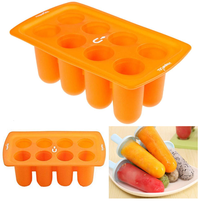 2 Pk Round Silicone Popsicle Maker 8 Mold Frozen Ice Cream Candy Juice Cake Pop