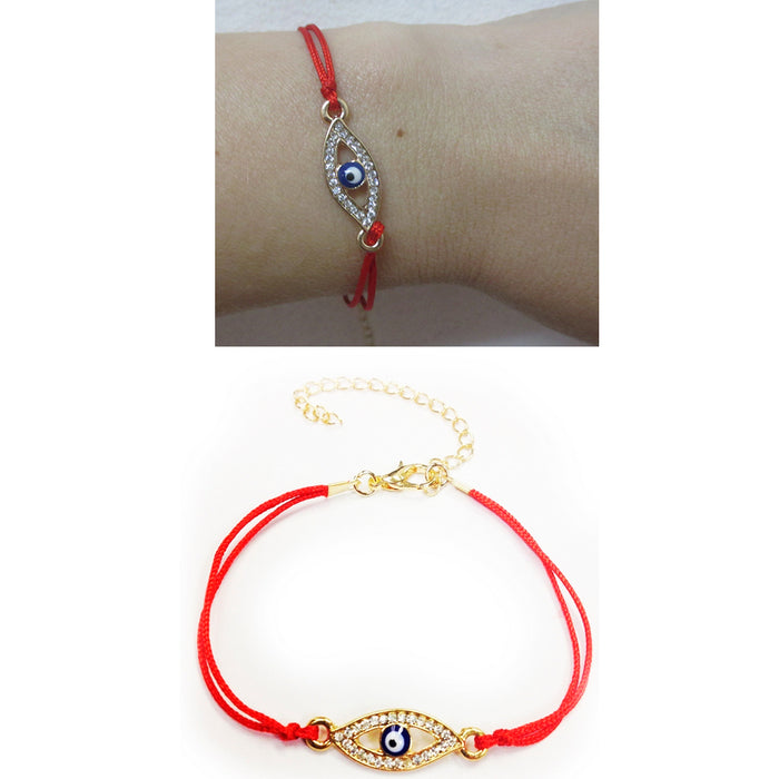 1 Evil Eye String Kabbalah Bracelet Nazar Bead Zirconia CZ Good Luck Protection