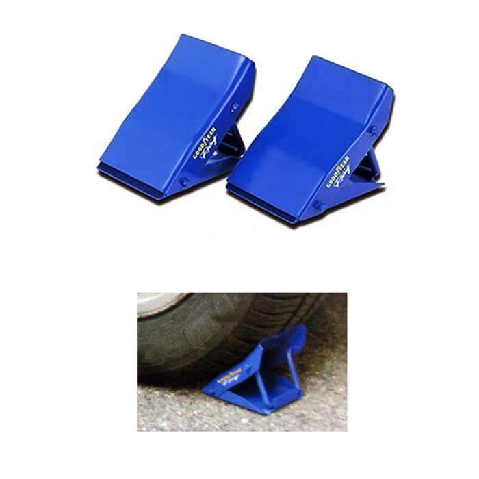2 Anti Skid Metal Wheel Chocks Car Truck RV Camper Trailer Tire Stop Mount Wedge