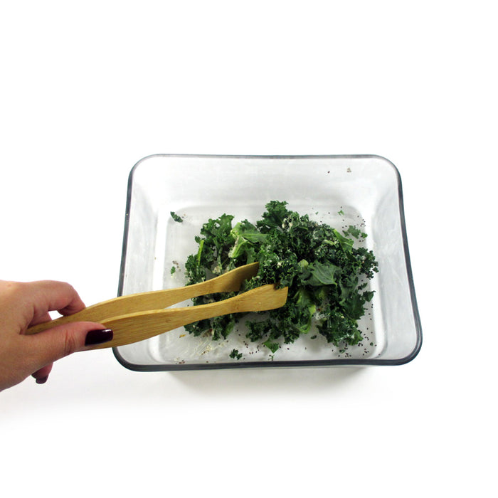 Natural Bamboo Toast Tongs Salad Bacon Bread Bagel Toaster Wood Cooking Serving