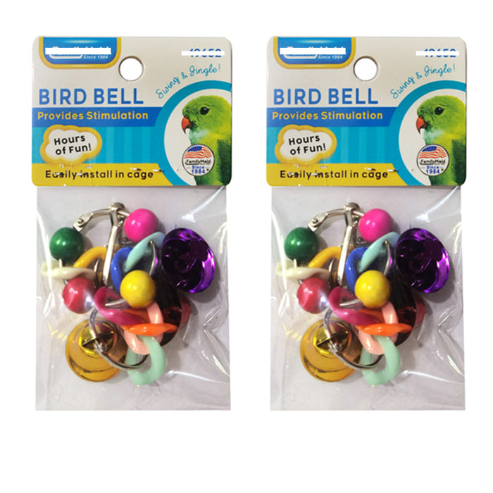 2 Pc Bird Bells Cage Accessories Hanging Swing Pet Parrot Chew Toys Colorful