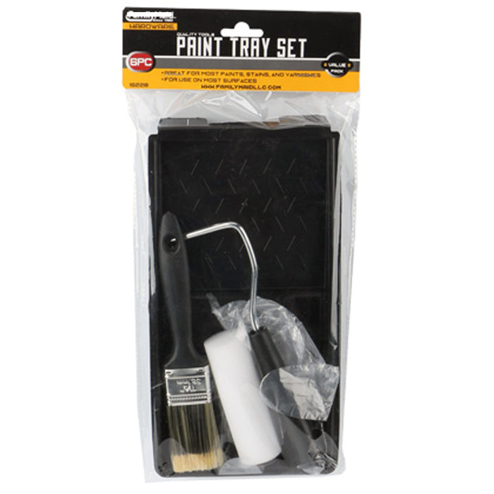 6 Pc Paint Tray Set Applicator Painting Home Wall Tools Roller Brush Painter Kit