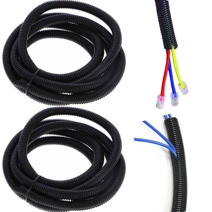 2 Pc Split Wire Loom Conduit Polyethylene Tubing Black Sleeve Tube 12 Ft 3/8"