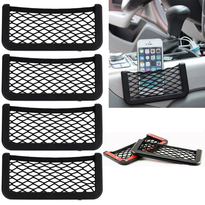 4 X Universal Car Storage Net String Pouch Bag GPS Phone Holder Pocket Organizer