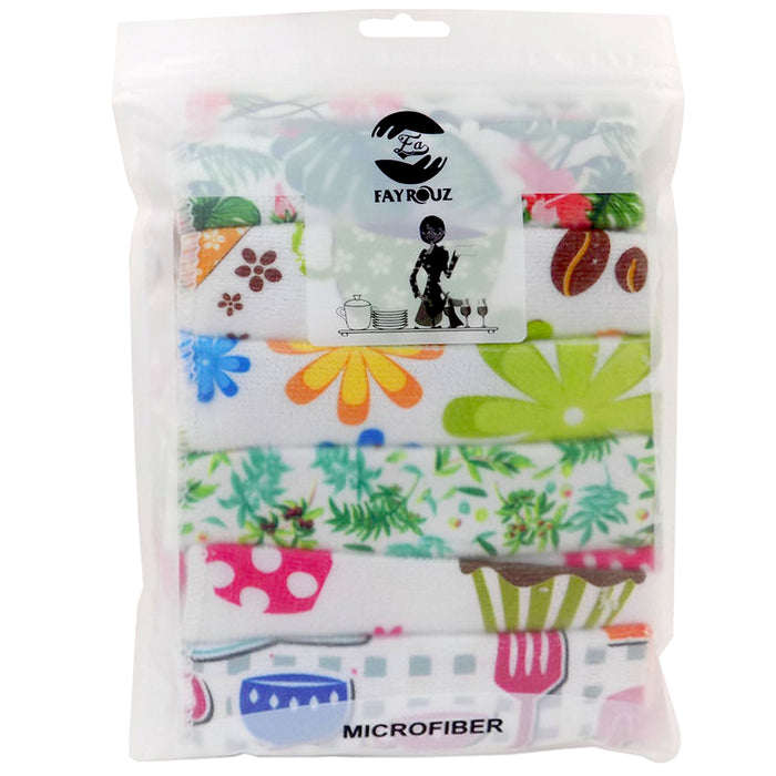 6 Pc Microfiber Wash Cloths Multi Purpose Cleaning Dish Rag Window Cleaner Towel