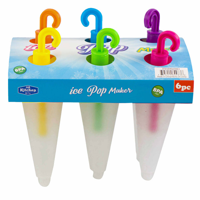 6 Pc Umbrella Ice Pop Maker Mold Popsicle DIY Icecream Freezer Treat Frozen Pops
